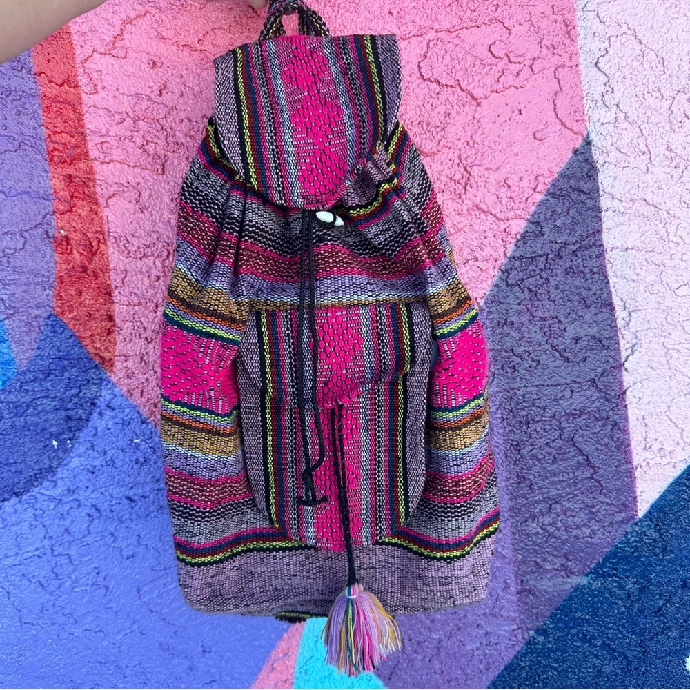 Mexican boho hippie drawstring backpack